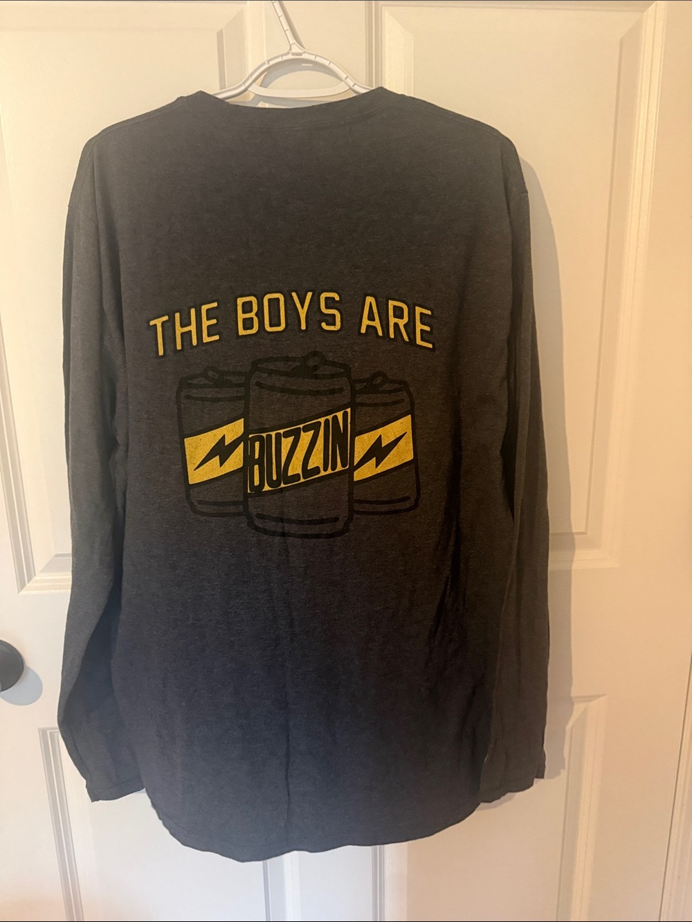 The Boys Are Buzzin' Graphic Long Sleeve Tee - Charcoal with Yellow